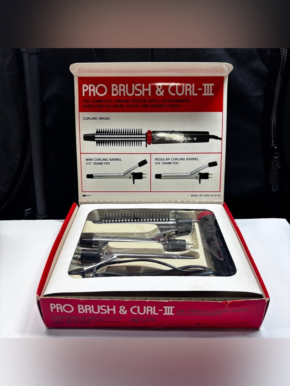 3 WAY CURLS- HOT CURLING BRUSH SET W/original Box NOS Prom Pageant Wedding